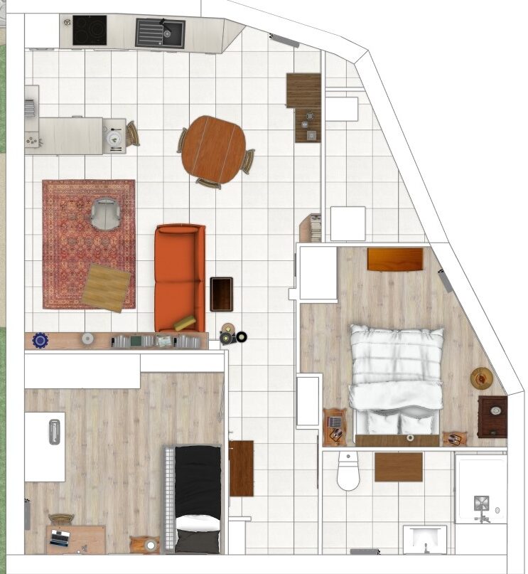 3D, vue en plan détail Agencement
